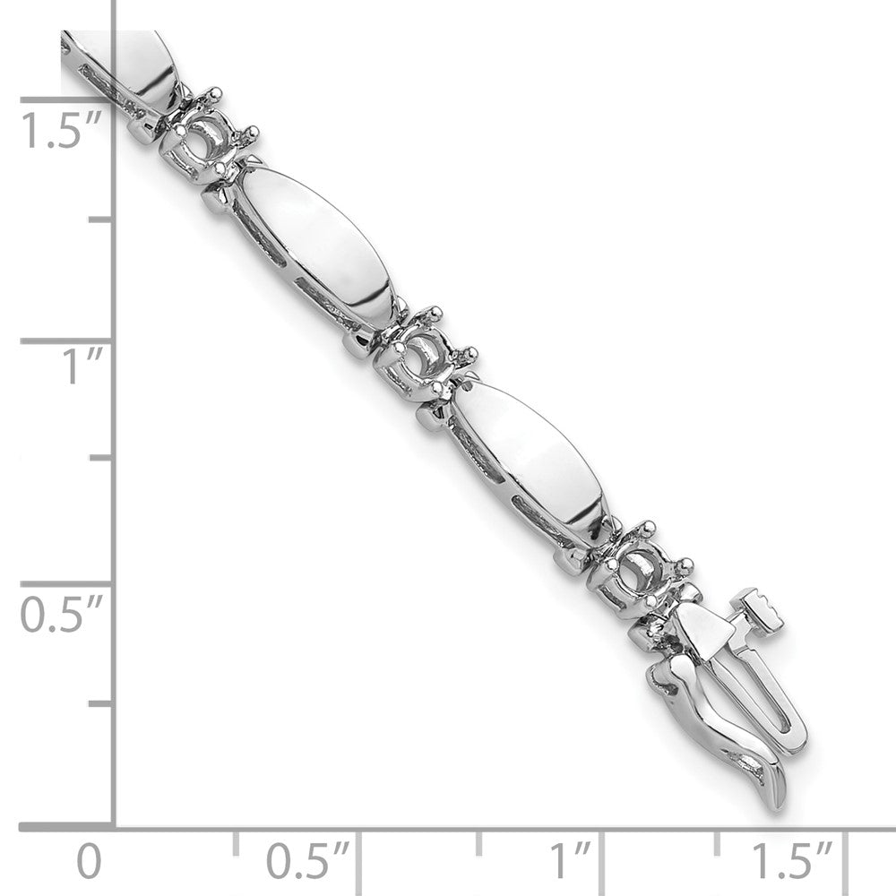 Holds 1.87 carat 11- Round Diamond Curved Bar Link Tennis Bracelet Mounting - WBC