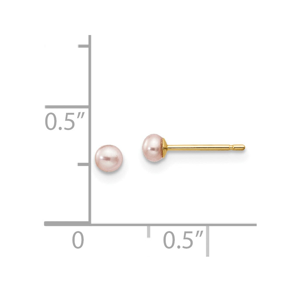 3- Purple Button Freshwater Cultured Pearl Stud Post Earrings - WBC
