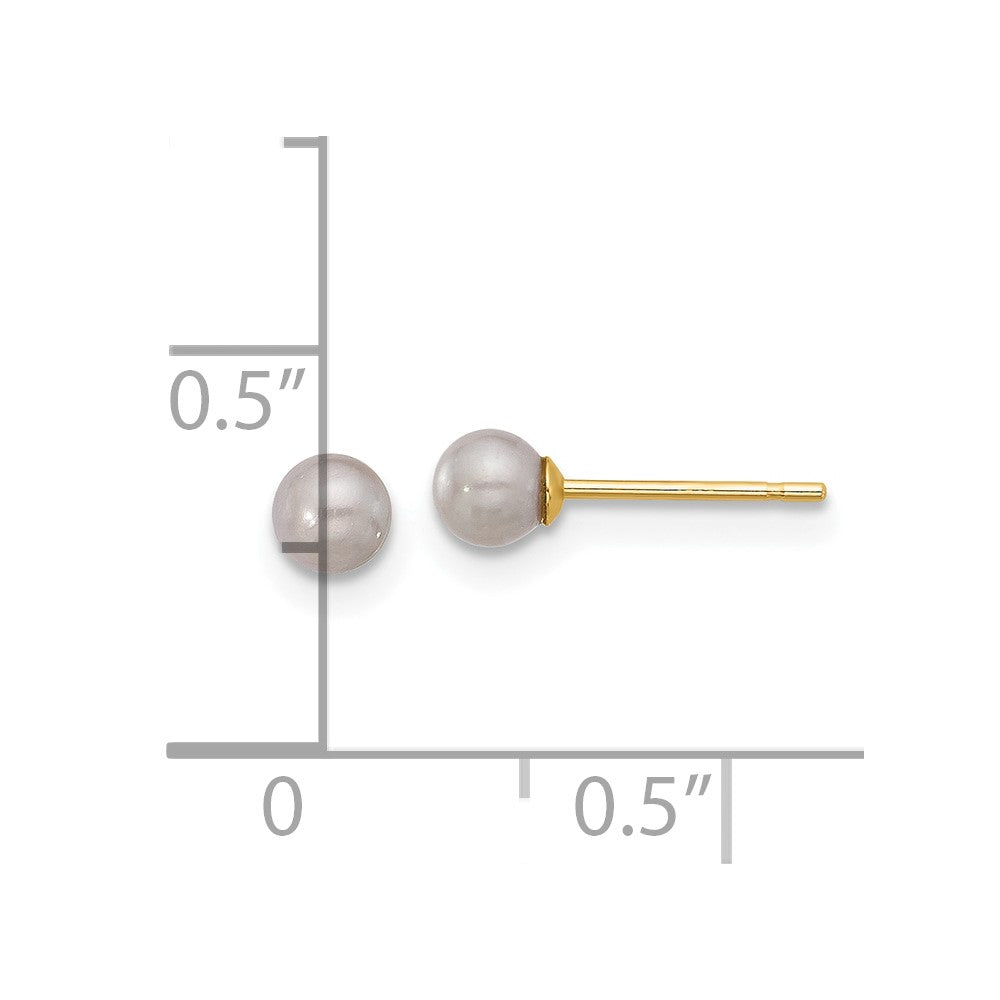 3- Grey Round Freshwater Cultured Pearl Stud Post Earrings - WBC