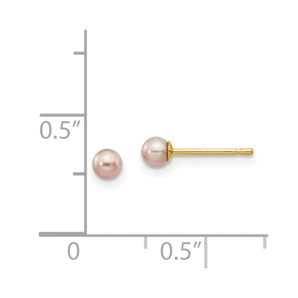 3- Purple Round Freshwater Cultured Pearl Stud Post Earrings - WBC