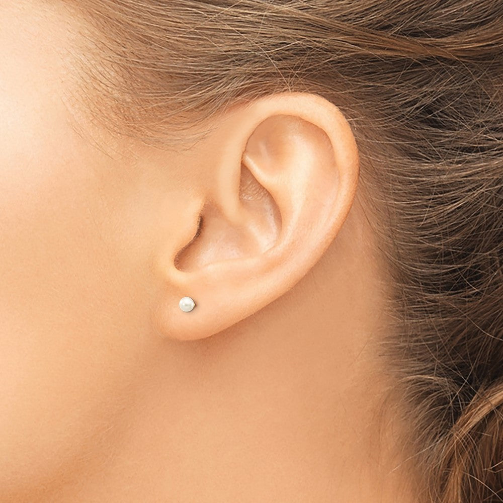 3- Round Freshwater Cultured Pearl Stud Post Earrings - WBC
