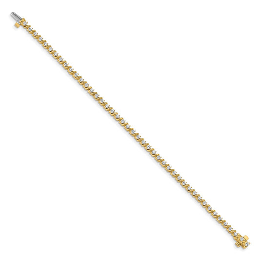 Complete 2 carat Round AA Diamond Swirled 2-prong Tennis Bracelet - WBC