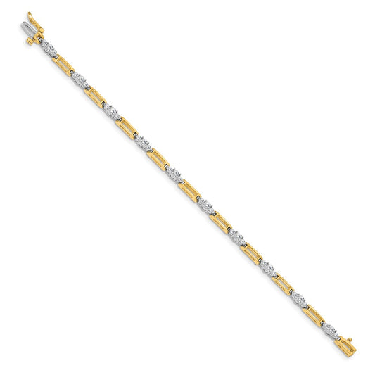 Two-Tone Holds 2.1 carat 20-/10- Round Diamond Bar Link Tennis Bracelet Mounting - WBC