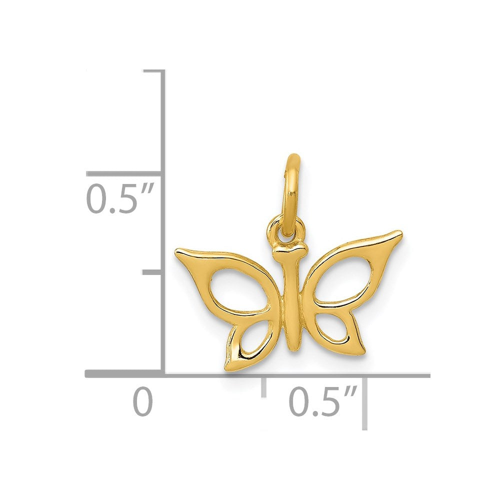 10K Gold Butterfly Charm, 13mm