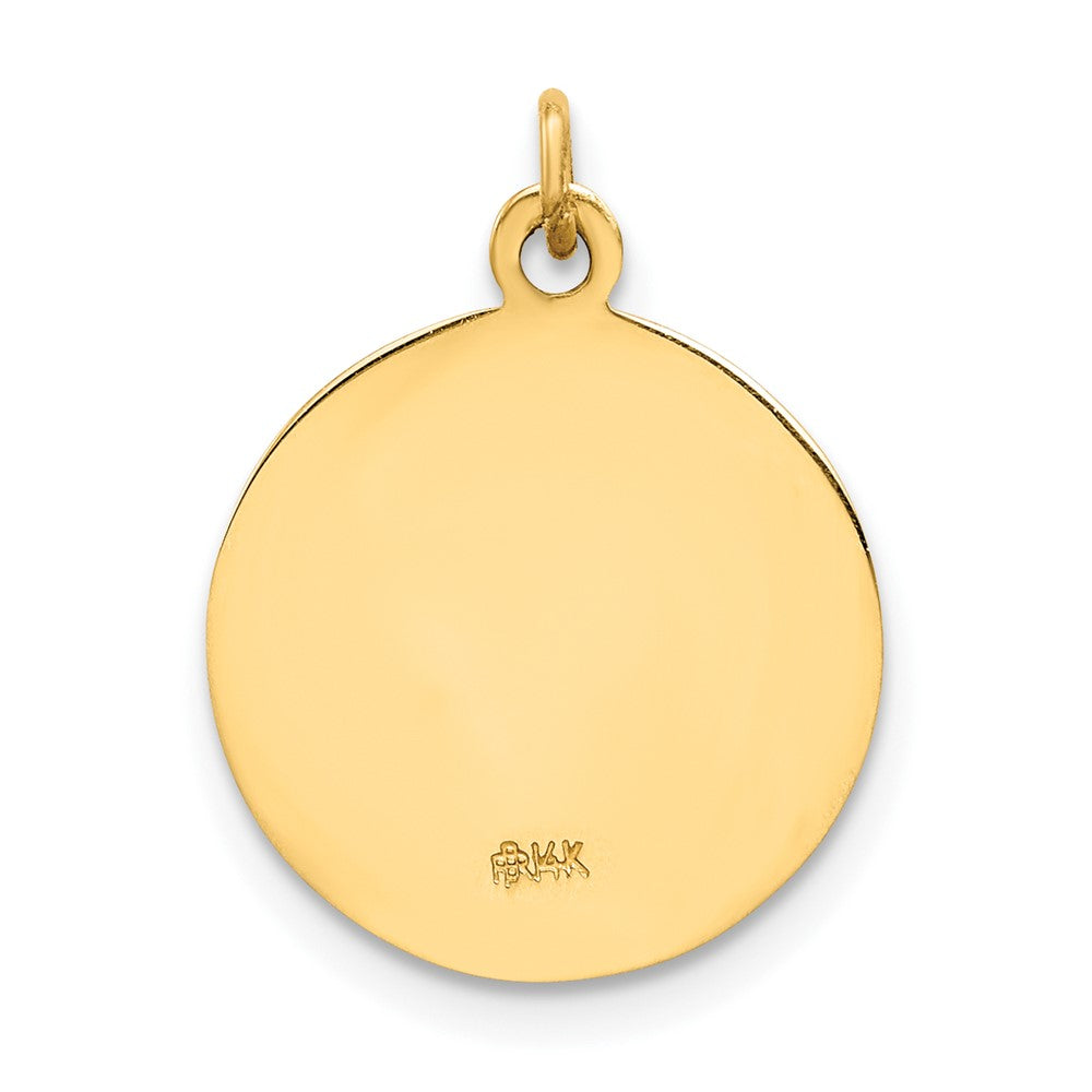 14K Gold Polished & Satin Solid Caridad Del Cobre Medal Round Pendant, 15mm