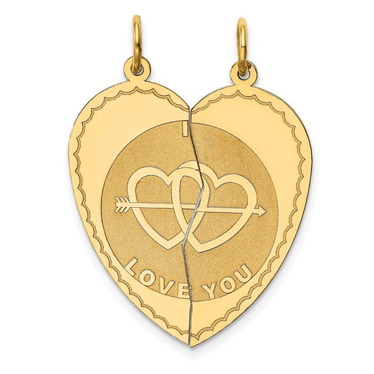 14K Gold 2-Piece I Love You Charm, 17mm