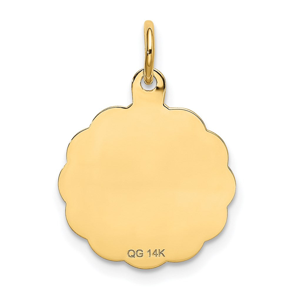 Polished IT'S A BOY Scalloped Engravable Disc Charm - WBC