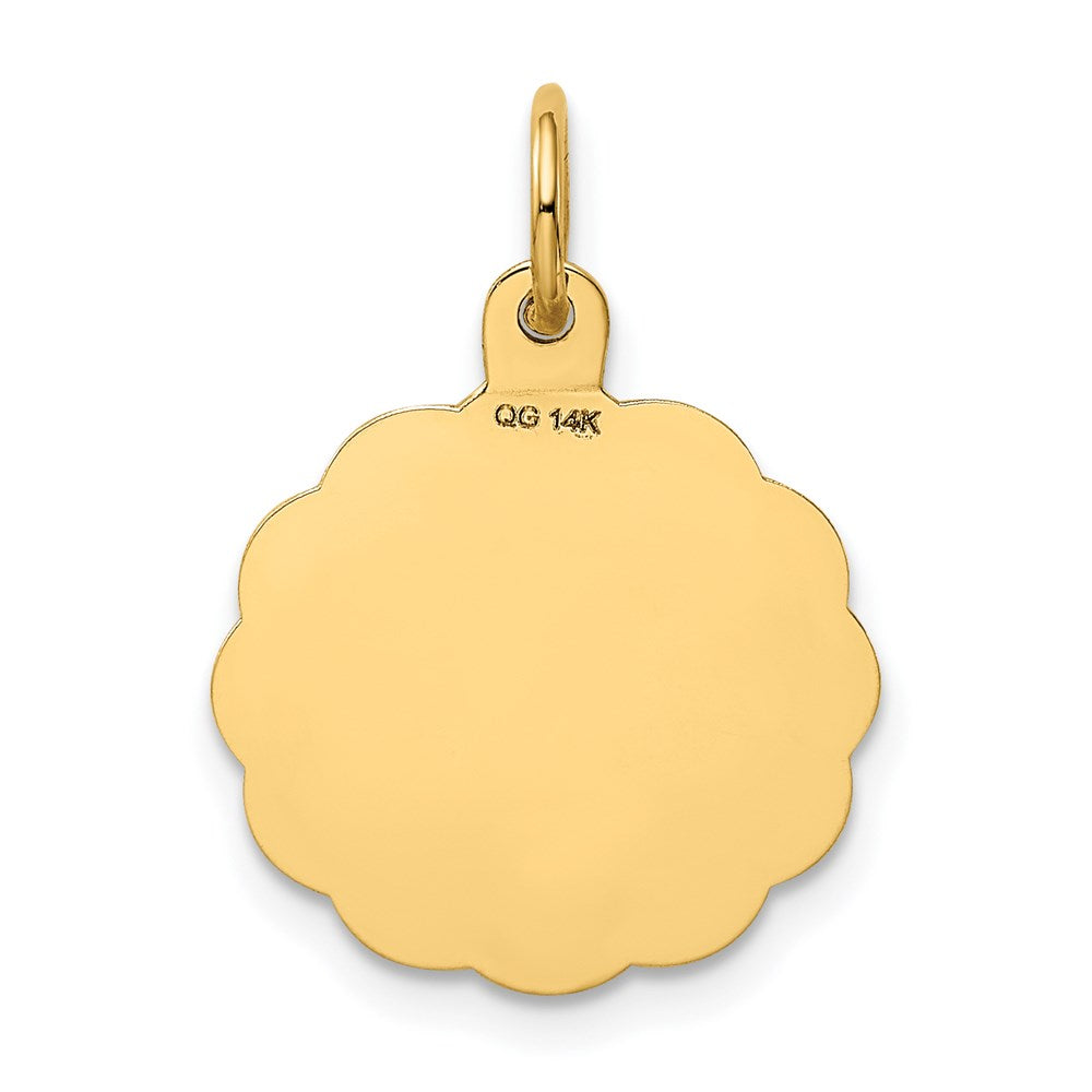 Polished IT'S A GIRL Scalloped Engravable Disc Charm - WBC