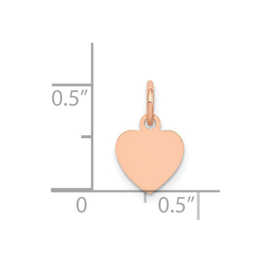 14K Rose Gold Polished Engravable Heart Disc Pendant, 9mm