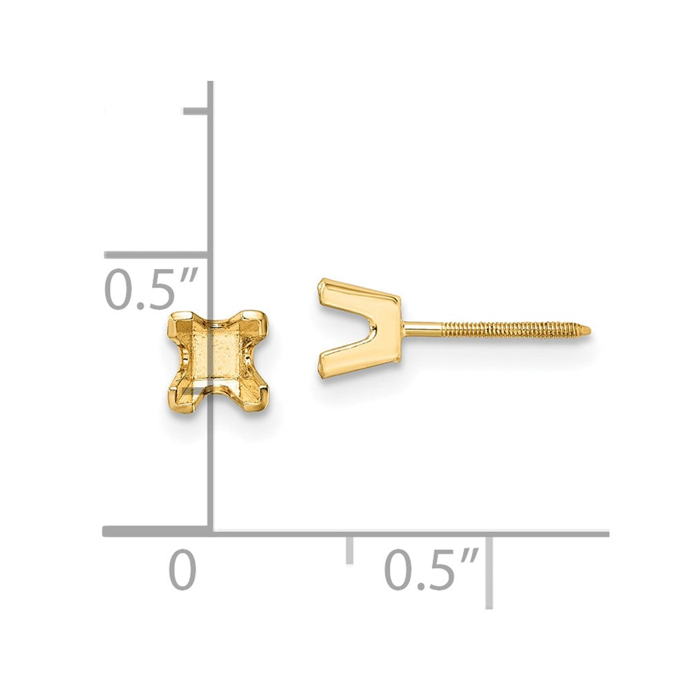 Princess-cut Stud Earring Mountings - WBC