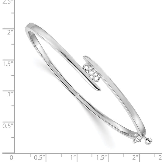 Holds 1/3 carat 3- Round Stones Hinged Oval Bangle Bracelet Mounting - WBC
