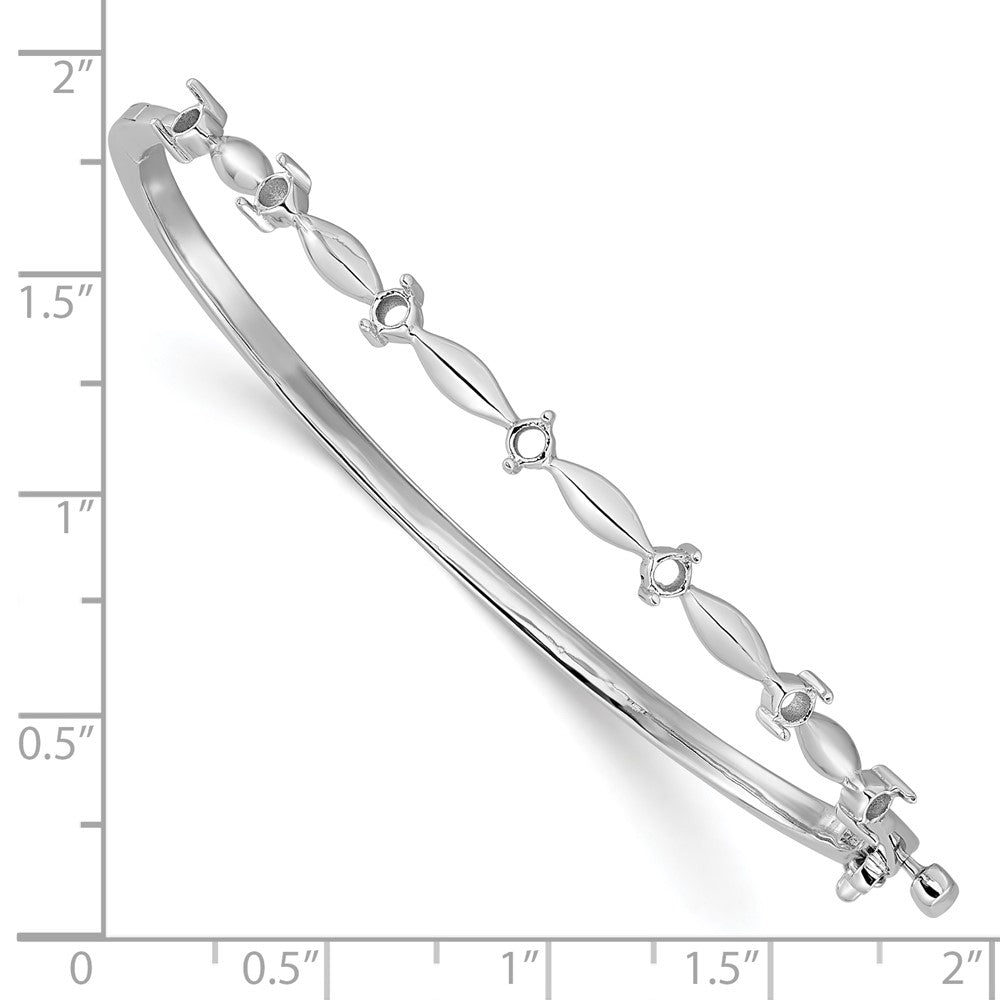 Holds 1/2 carat 7- Round Stones Hinged Oval Bangle Bracelet Mounting - WBC