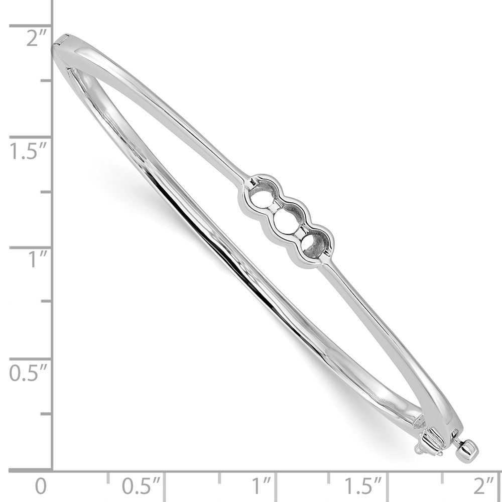 Holds 1/2 carat 1- and 2- Round Stones Hinged Oval Bangle Bracelet Mounting - WBC