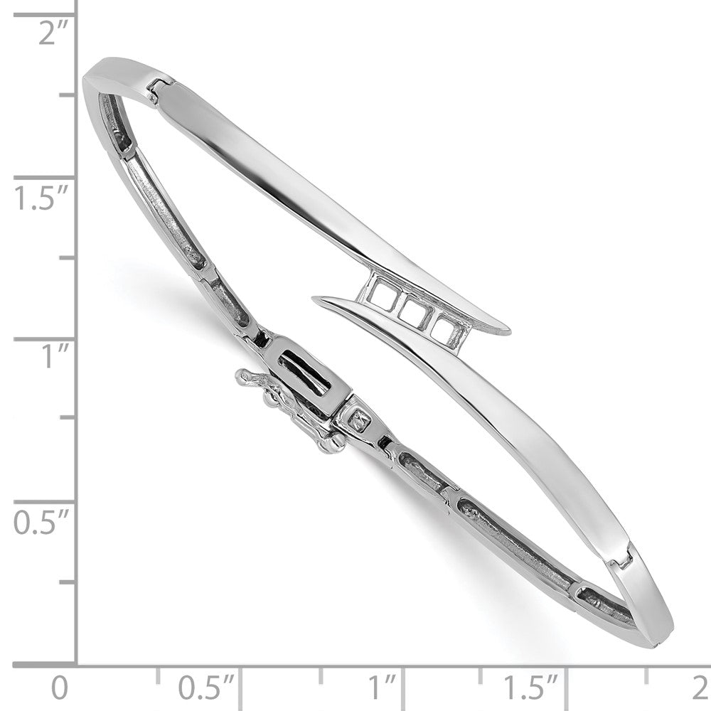 Holds 1/4 carat 3- Round Stones Hinged Bangle Bracelet Mounting - WBC
