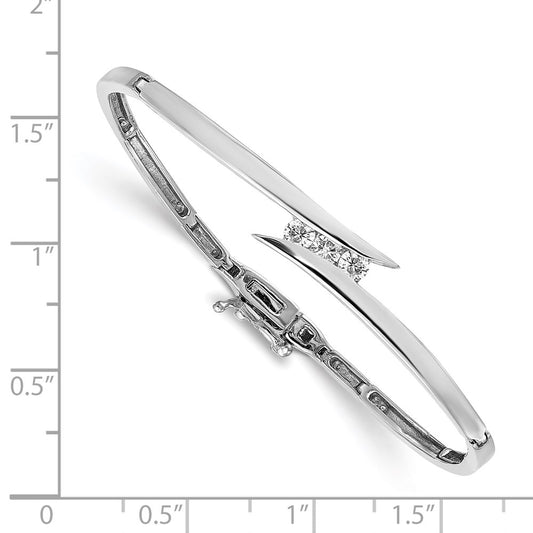 Complete 3-Stone 1/4 carat AA Diamond Hinged Bangle Bracelet - WBC