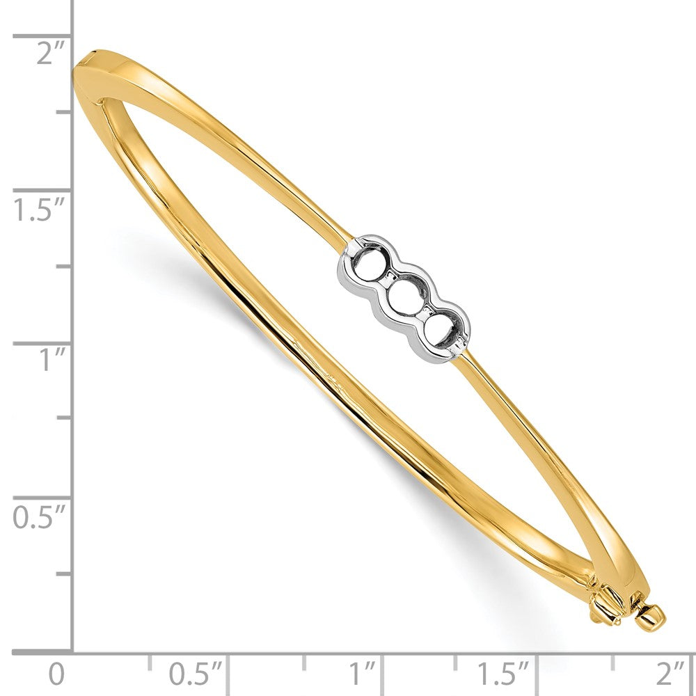 Two-tone Holds 1/2 carat 1- and 2- Round Stones Hinged Oval Bangle Bracelet Mounting - WBC