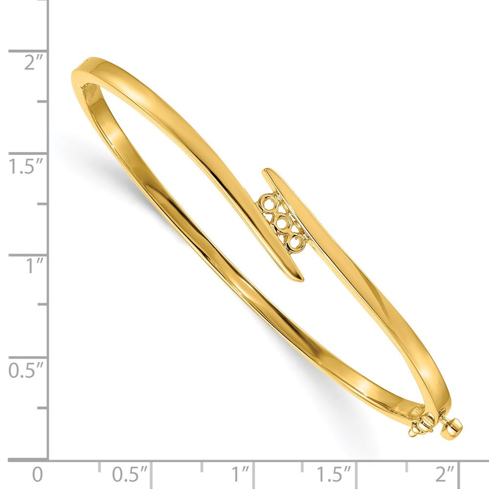 Holds 1/3 carat 3- Round Stones Hinged Oval Bangle Bracelet Mounting - WBC