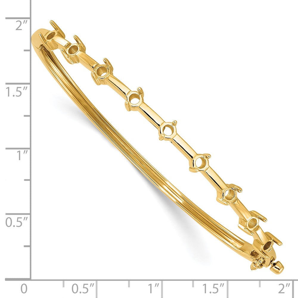 Holds 7/8 carat 9- Round Stones Hinged Oval Bangle Bracelet Mounting - WBC