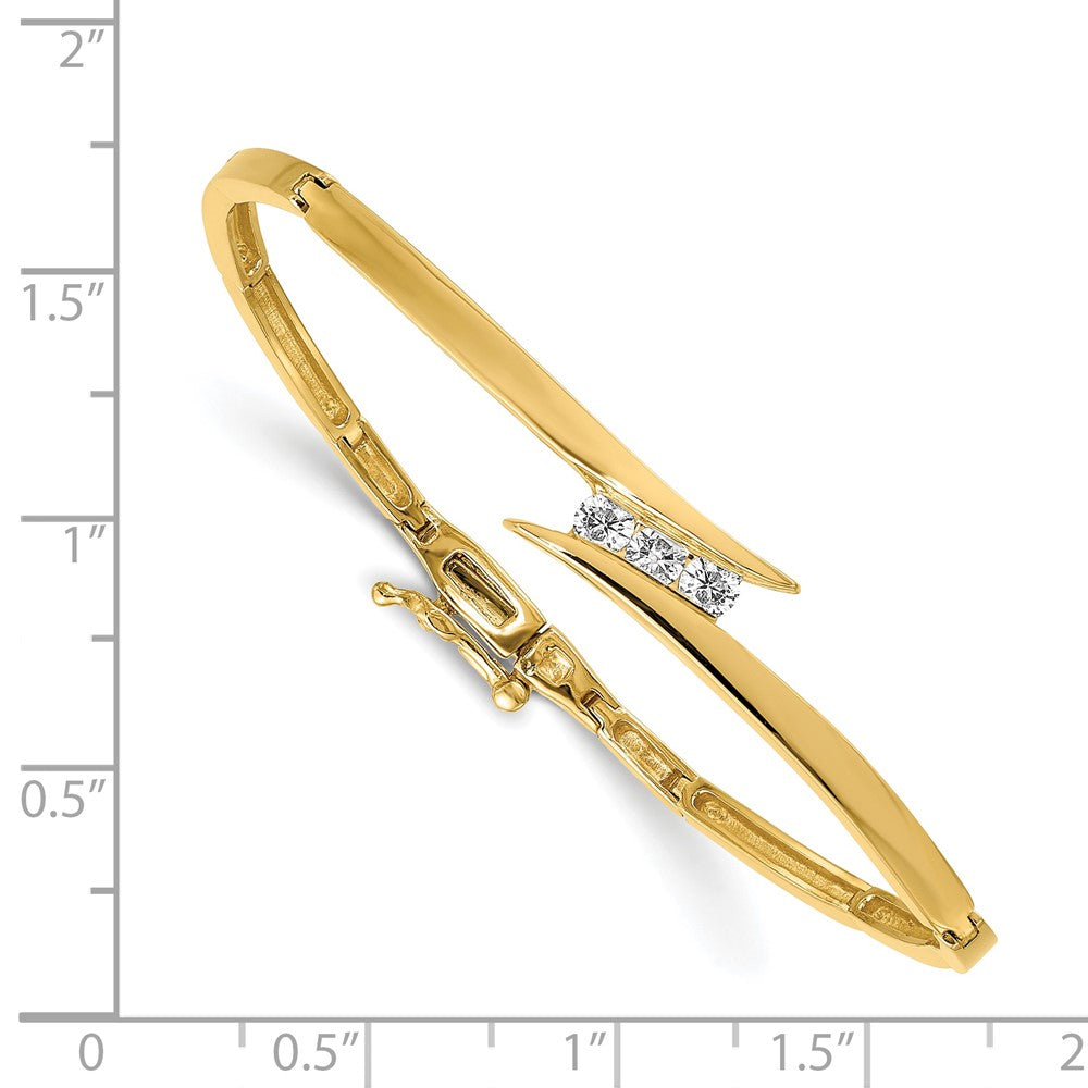 Complete 3-Stone 1/4 carat AA Diamond Hinged Bangle Bracelet - WBC