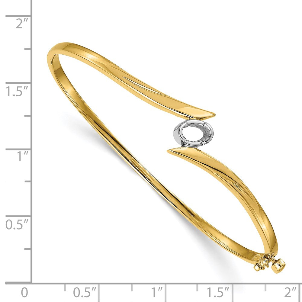 Two-tone Holds 3/8 carat Oval Stone Hinged Oval Bangle Bracelet Mounting - WBC
