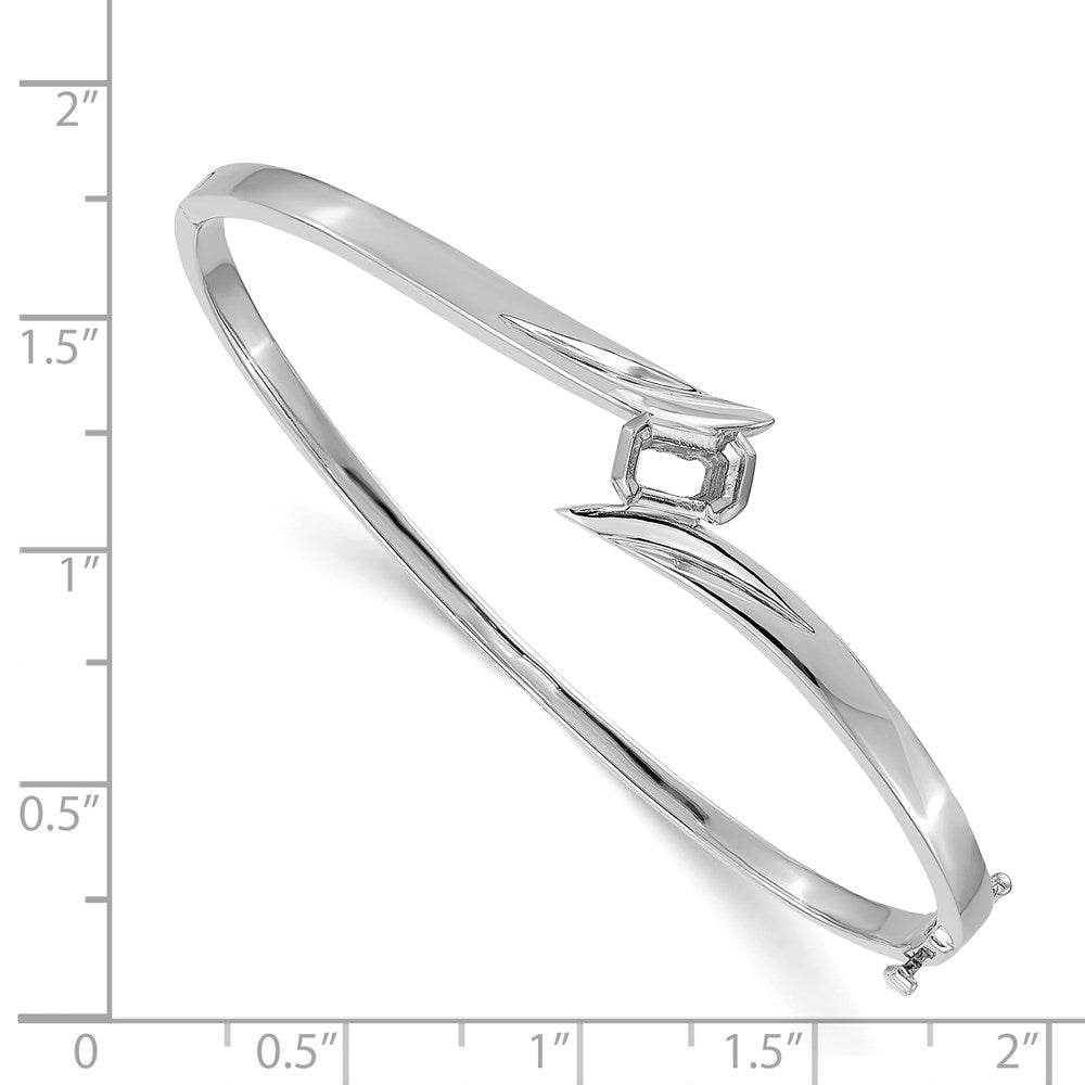 Holds 3/4 carat Emerald-cut Stone Hinged Oval Bangle Bracelet Mounting - WBC