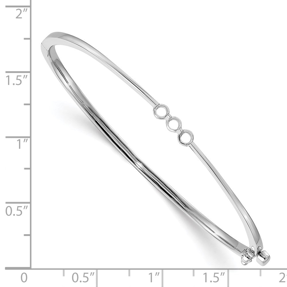 Holds 1/5 carat 3- Round Stones Hinged Oval Bangle Bracelet Mounting - WBC