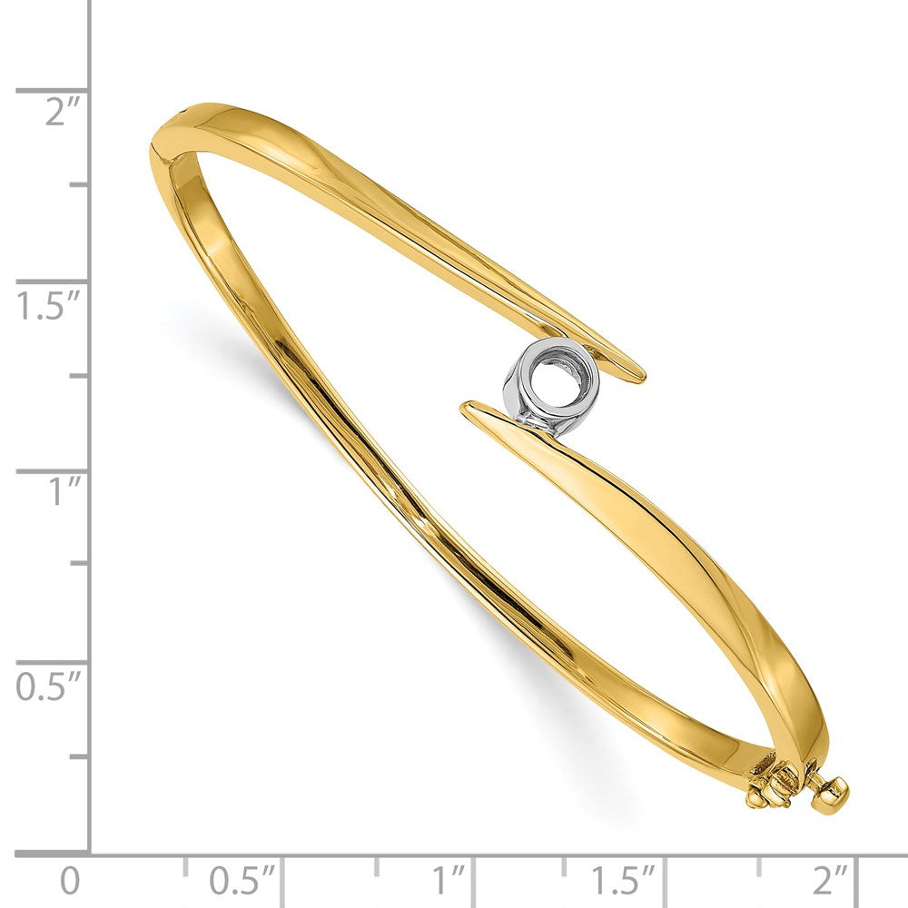 Two-tone Holds 1/3 carat Round Stone Hinged Oval Bangle Bracelet Mounting - WBC