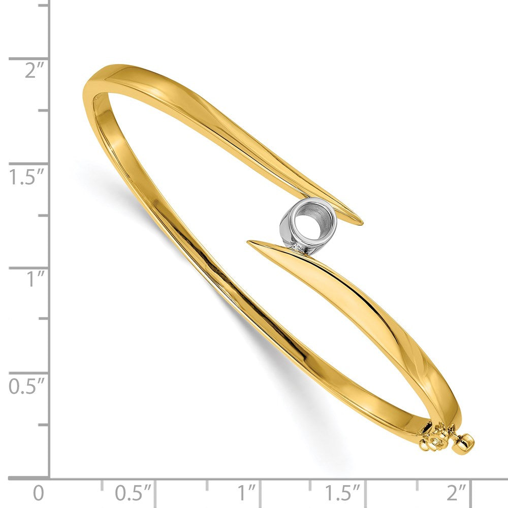 Two-tone Holds 3/8 carat Round Stone Hinged Oval Bangle Bracelet Mounting - WBC