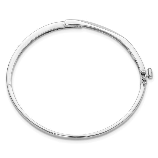 Holds 1/8 carat 3- Round Stones Hinged Oval Bangle Bracelet Mounting - WBC