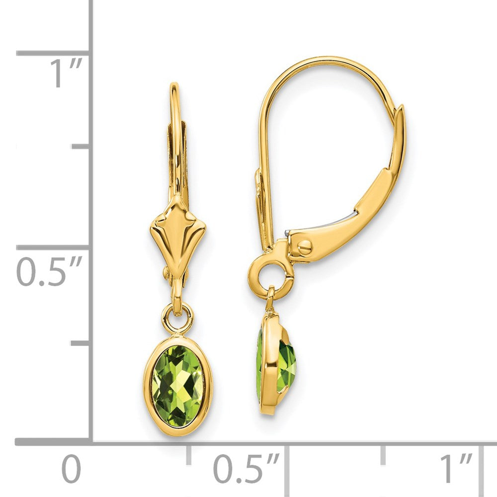 6x4 Oval Bezel August/Peridot Leverback Earrings - WBC