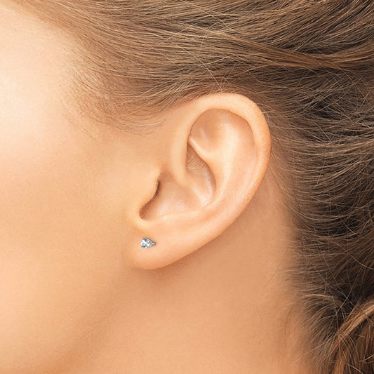 14K White Gold Round April/ Topaz Stud Earrings, 3mm