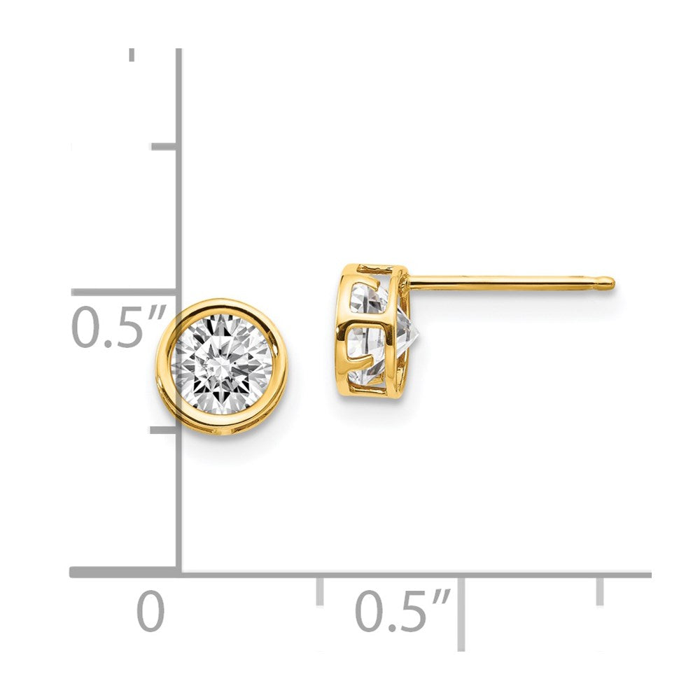 Round Bezel April/ Topaz Post Earrings - WBC