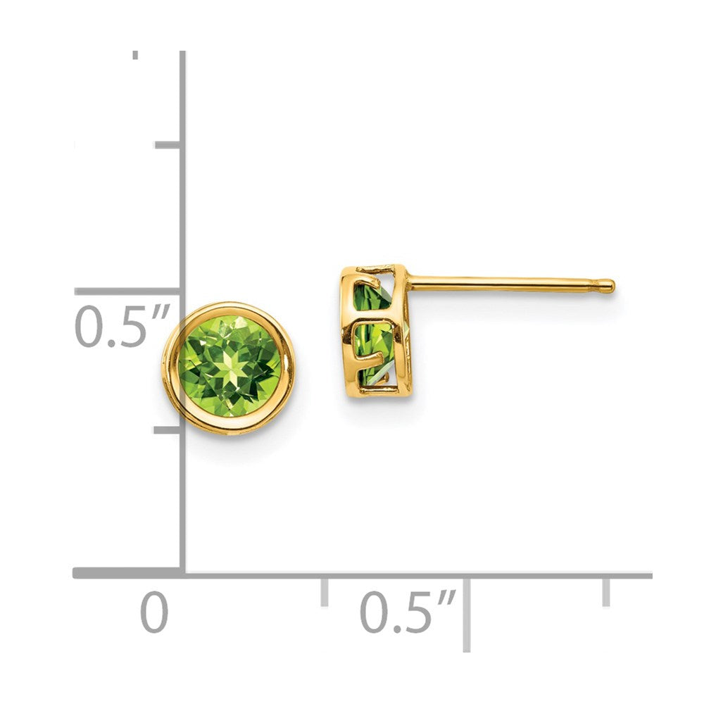 Round Bezel August/Peridot Post Earrings - WBC