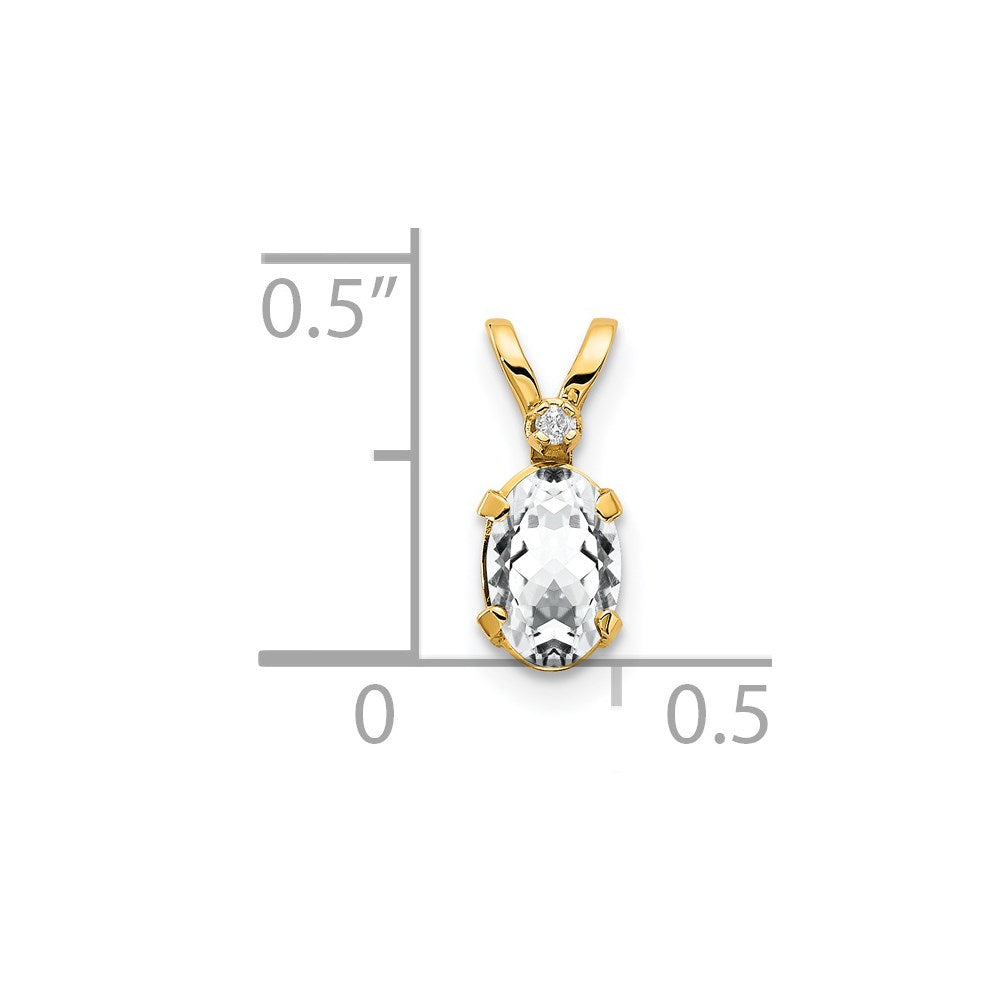 Diamond and 6x4 Oval April/ Topaz Birthstone Pendant - WBC