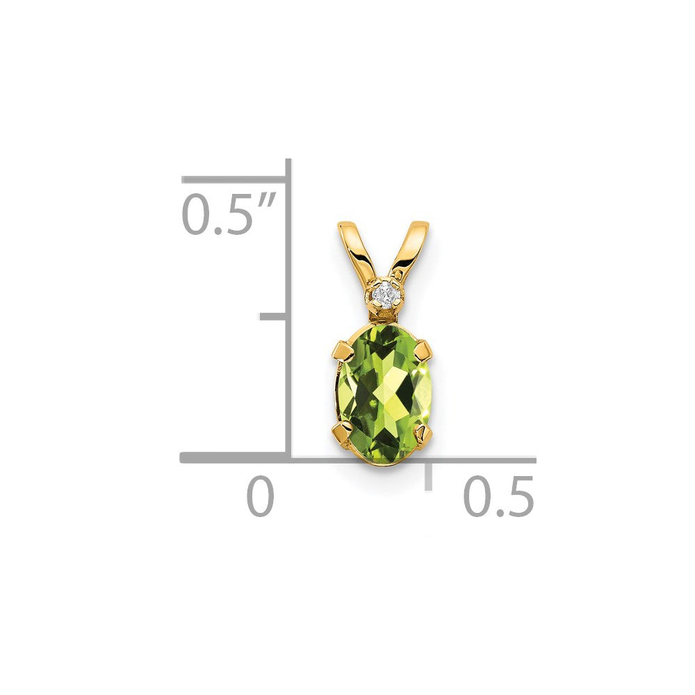 Diamond and 6x4 Oval August/Peridot Birthstone Pendant - WBC