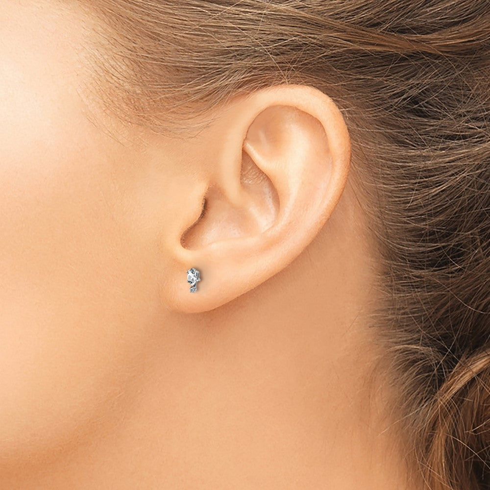 Diamond and 5x3 Oval April/ Topaz Birthstone Earrings - WBC