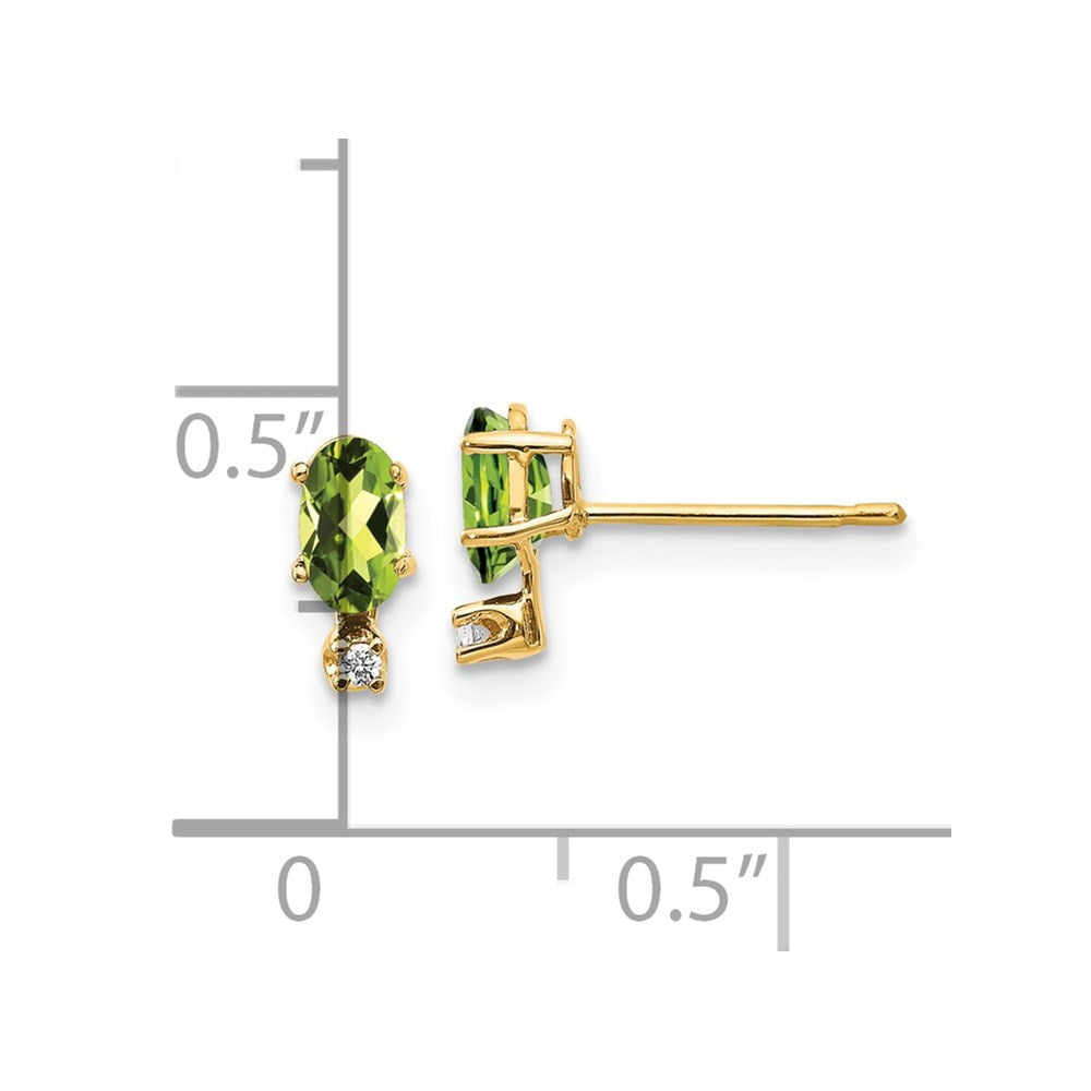 Diamond and 5x3 Oval August/Peridot Birthstone Earrings - WBC