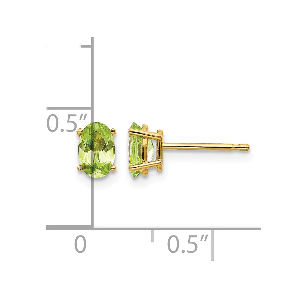 6x4 Oval August/Peridot Post Earrings - WBC