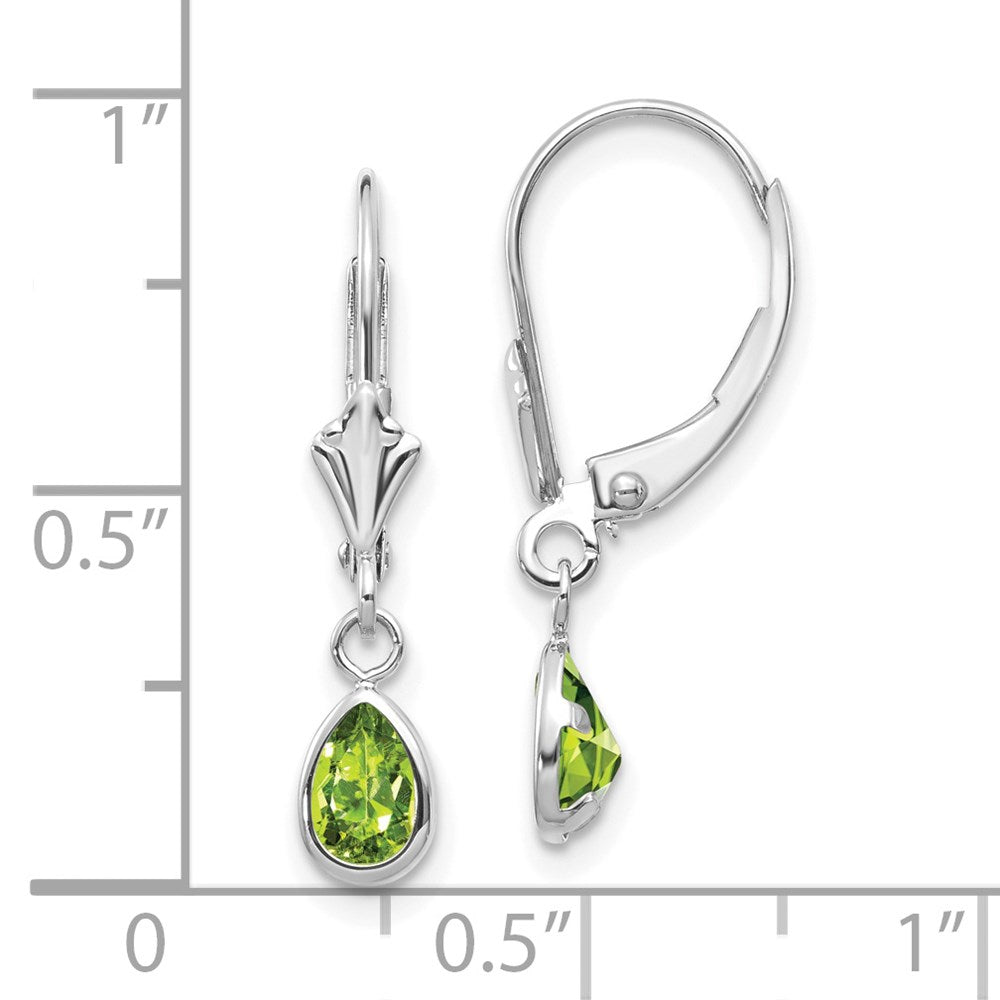 6x4 Pear Bezel August/Peridot Leverback Earrings - WBC