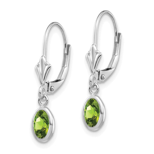 6x4 Oval Bezel August/Peridot Leverback Earrings - WBC