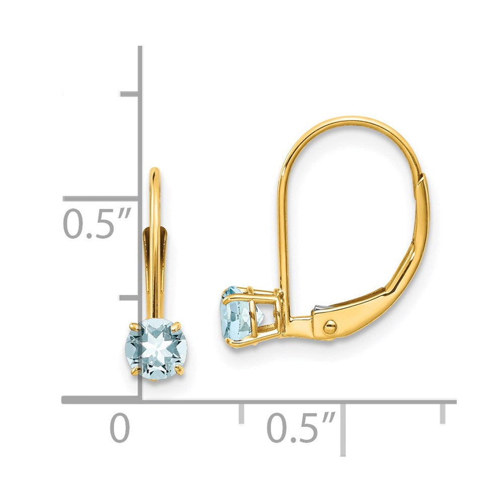 Round March/Aquamarine Leverback Earrings - WBC