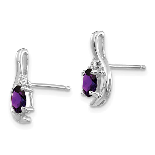 5x3 Oval February/Amethyst and Diamond Post Earrings - WBC