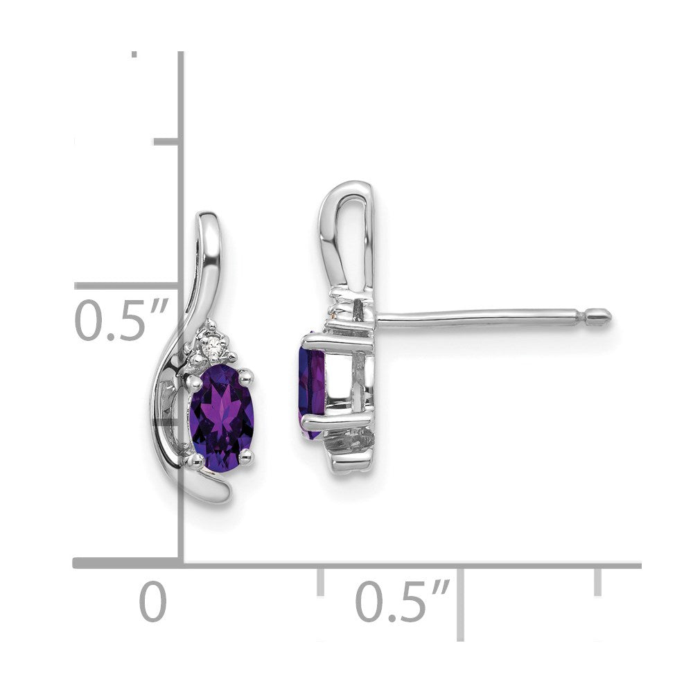 5x3 Oval February/Amethyst and Diamond Post Earrings - WBC