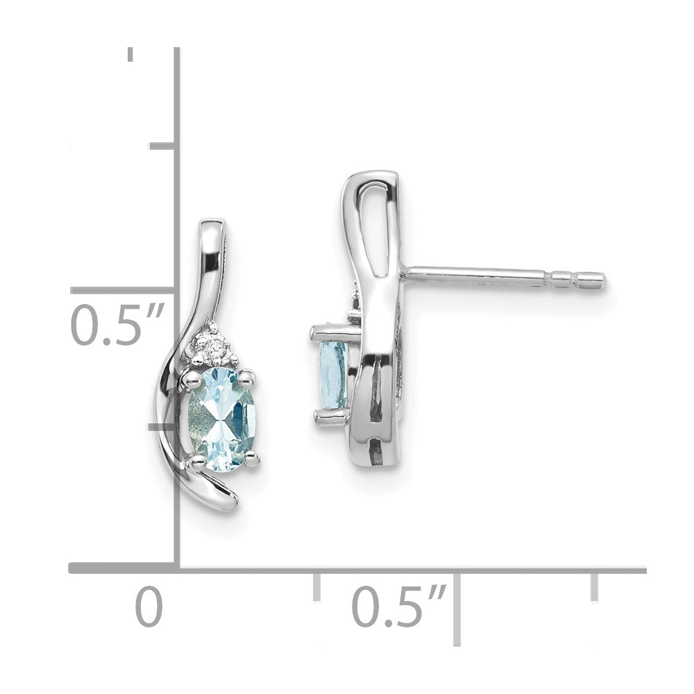 5x3 Oval March/Aquamarine and Diamond Post Earrings - WBC