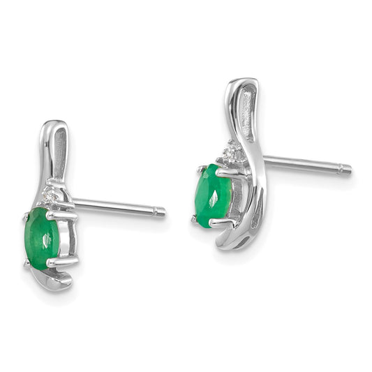 5x3 Oval May/Emerald and Diamond Post Earrings - WBC