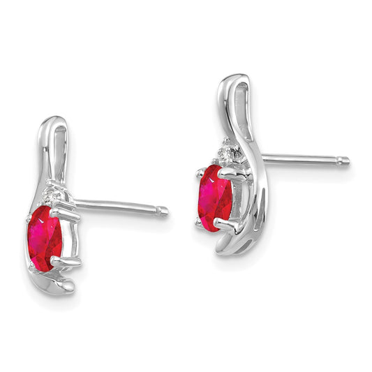 5x3 Oval July/Ruby and Diamond Post Earrings - WBC