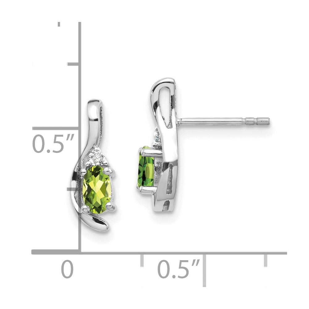 5x3 Oval August/Peridot and Diamond Post Earrings - WBC