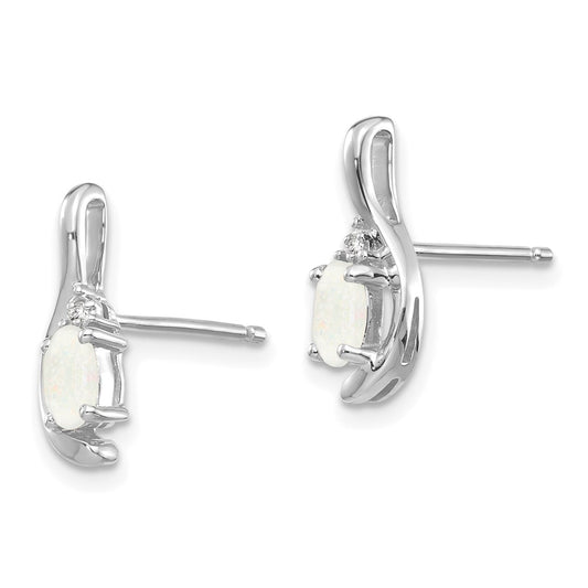 5x3 Oval October/Opal and Diamond Post Earrings - WBC