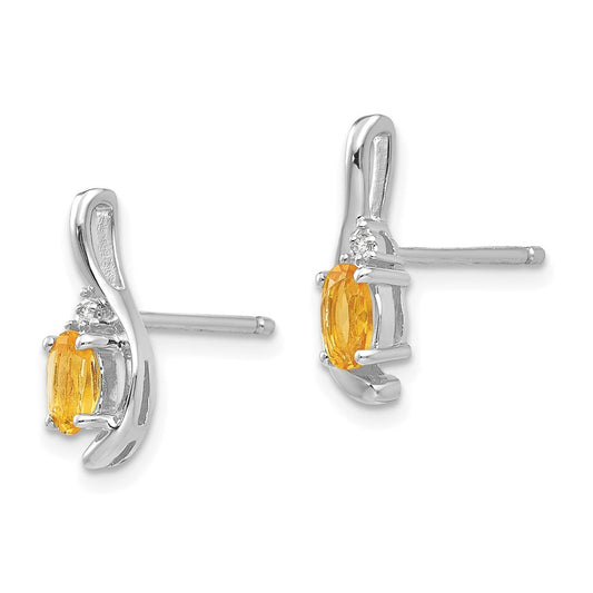 5x3 Oval November/Citrine and Diamond Post Earrings - WBC