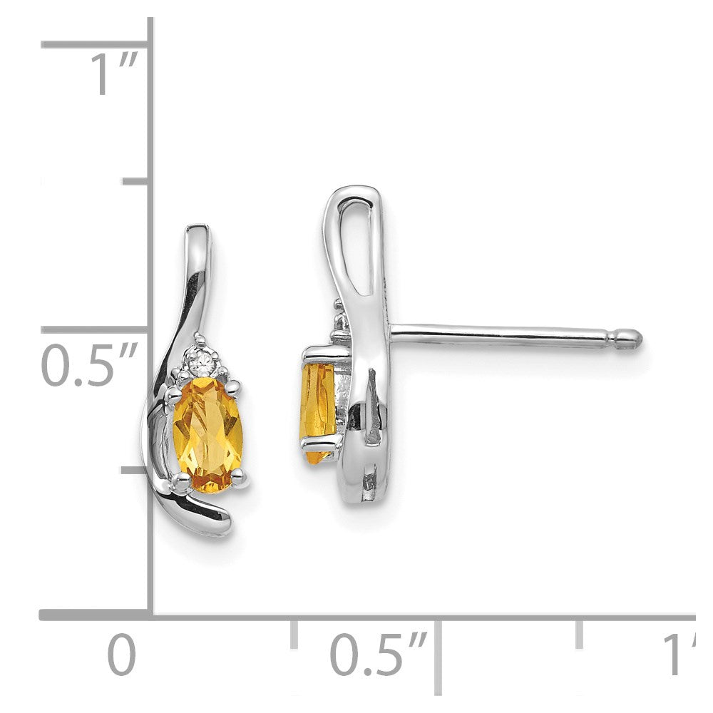 5x3 Oval November/Citrine and Diamond Post Earrings - WBC